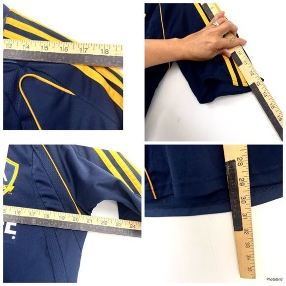 ADIDAS LA GALAXY AWAY JERSEY NAVY BLUE AND GOLD STRIPES MEDIUM - Picture 4 of 7